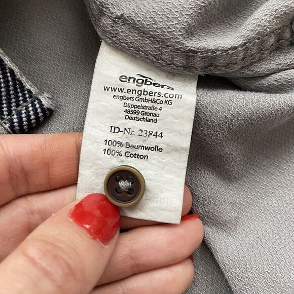 Engbers Regular Fit Gray Short Sleeve Button Up Shirt Size M 39/40 100% Cotton - Picture 9 of 13